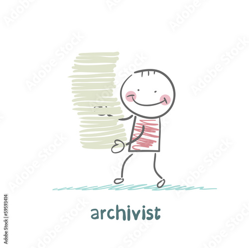 Картината върху платно archivist is a stack of files