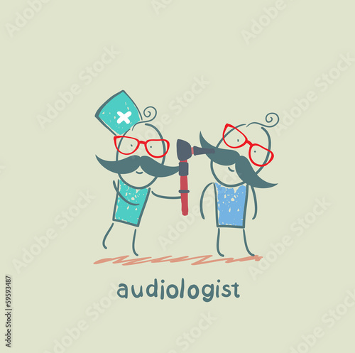 otolaryngologist examines the ear of the patient