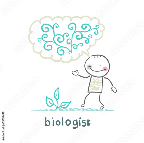 biologist dreams of a beautiful tree, looking at the small leaves