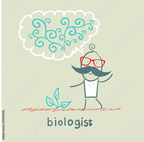 biologist dreams of a beautiful tree, looking at the small leaves
