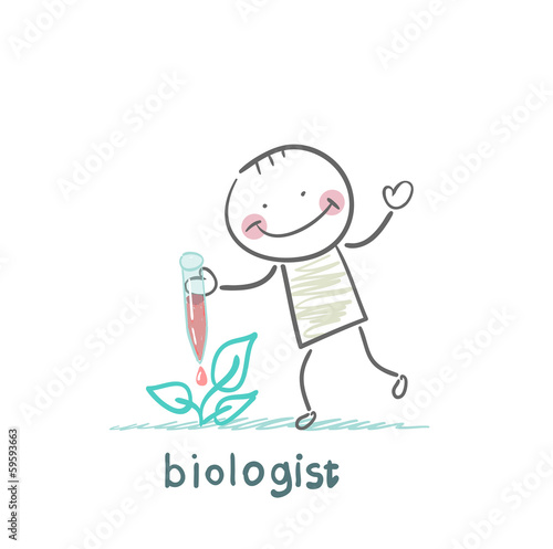 biologist dripping out of the tube at the leaves