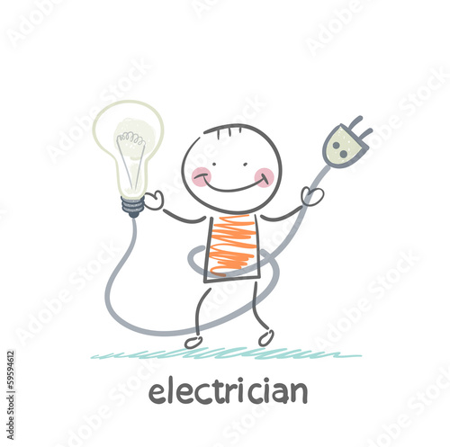 Photos electrician holding a light bulb