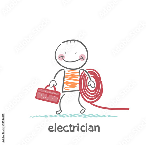 Εκτύπωση καμβά electrician holding cable and toolbox