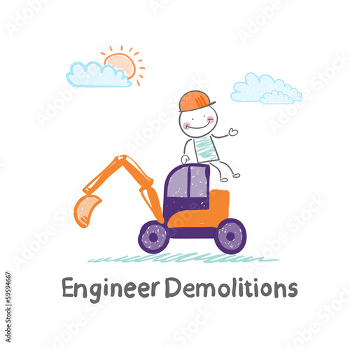 Engineer Demolitions sits on the excavator