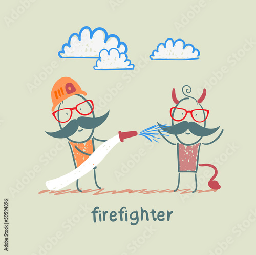 firefighter extinguishes hell