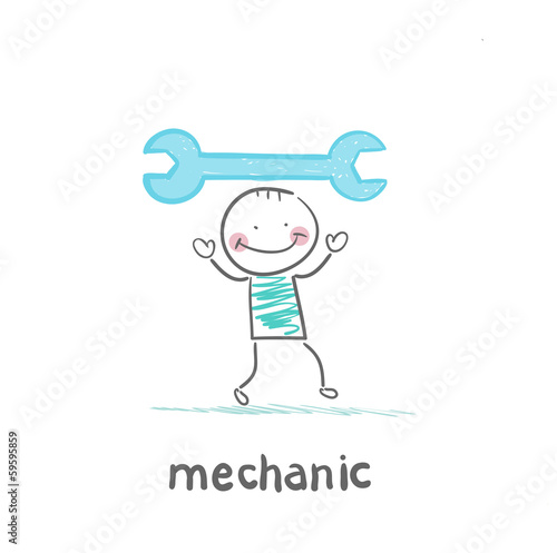 Mechanic holding blue key © aeroking