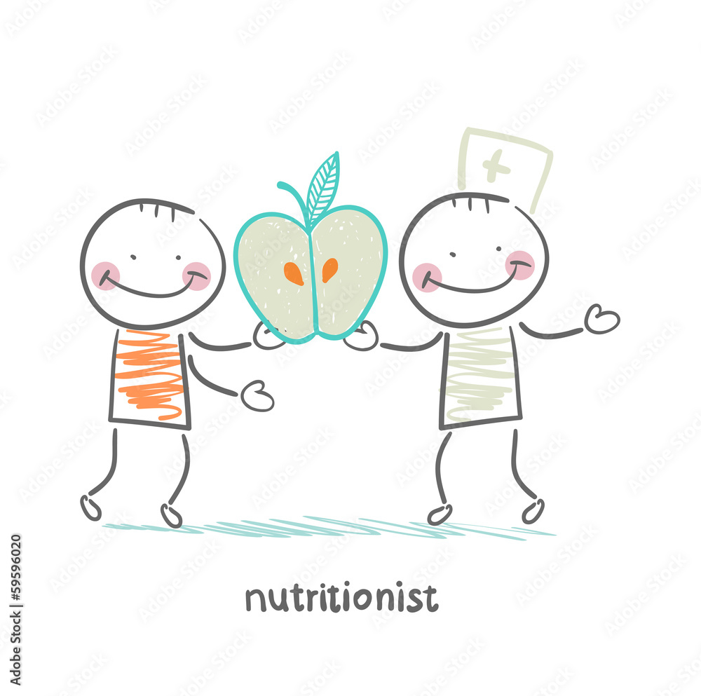 nutritionist gives the patient an apple nutritionist gives the patient an apple