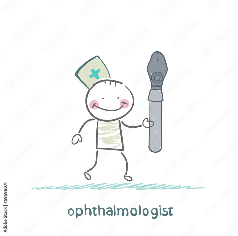 ophthalmologist with a device for eye tests ophthalmologist with a device for eye tests