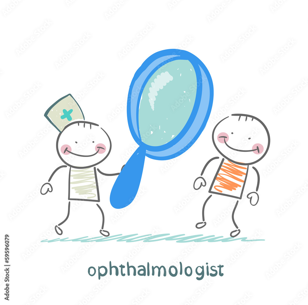 ophthalmologist looking through a magnifying glass on a patient ophthalmologist looking through a magnifying glass on a patient