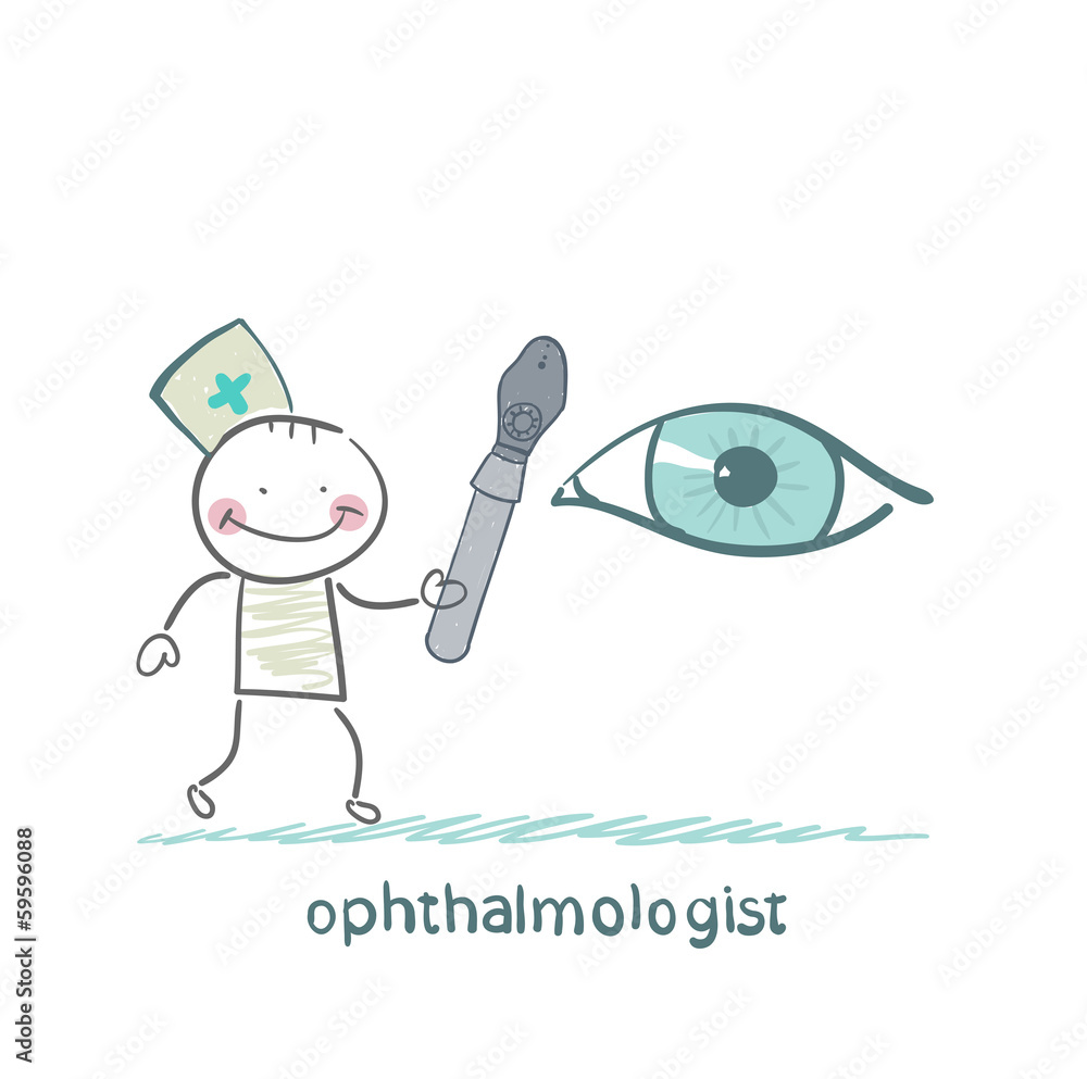ophthalmologist with a tool to test the eye ophthalmologist with a tool to test the eye