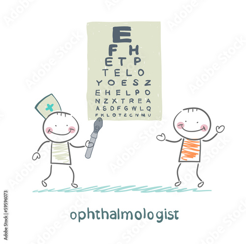 ophthalmologist checks sight of the patient with the test