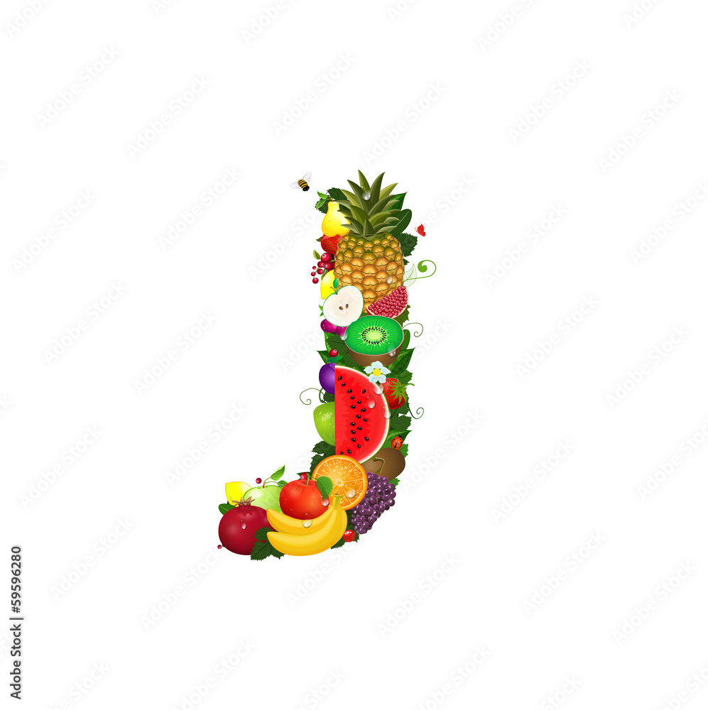 Letter of juicy fruit J