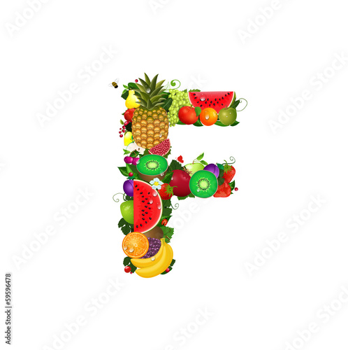 Letter of juicy fruit F