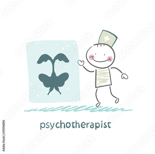psychotherapist  shows a picture test
