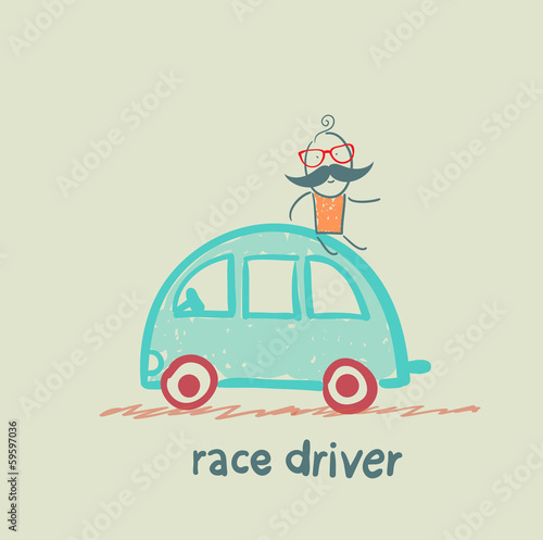 race driver sits on the machine