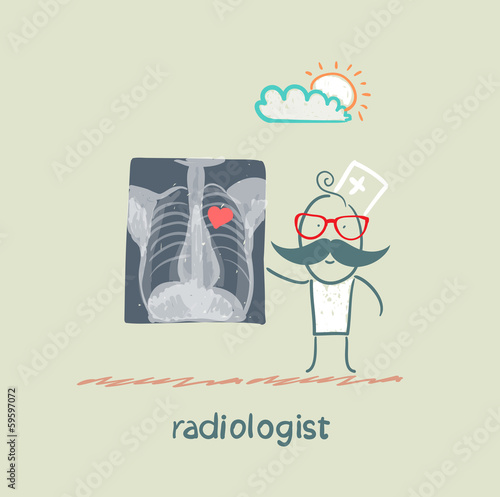 X-ray images show the radiologist with a heart with heart