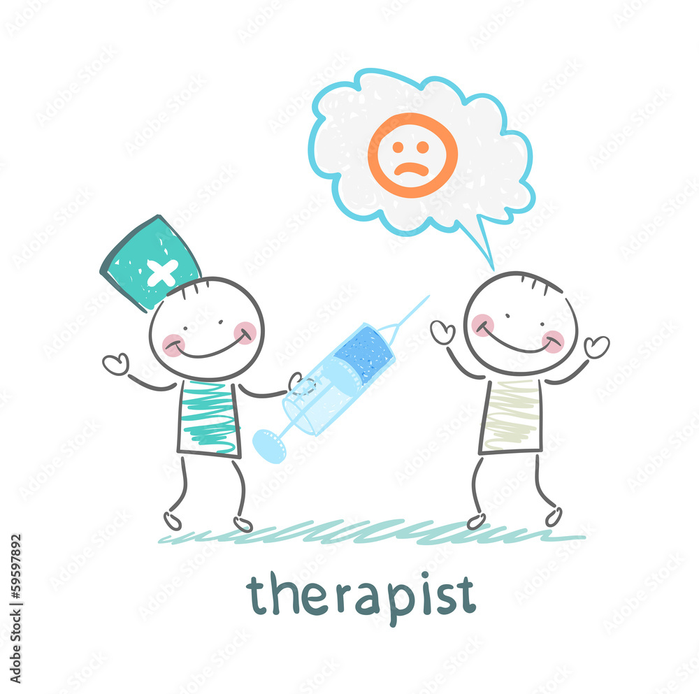 therapist with syringe is looking at the patient's therapist with syringe is looking at the patient's