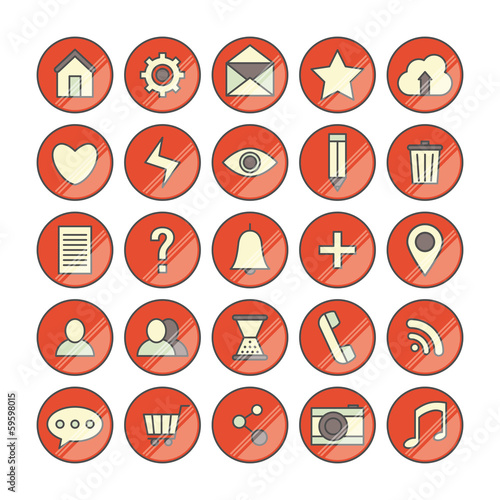 Mobile app icon set. Vector illustration