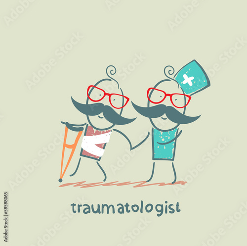 traumatologist helps the patient with trauma