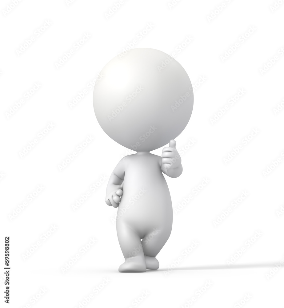 3D Person rises Left Thumb Up and Approves. 3D Person rises Left Thumb Up and Approves.
