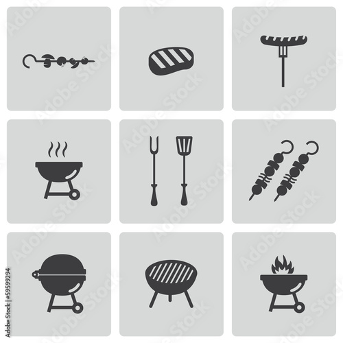 Vector black barbecue icons set