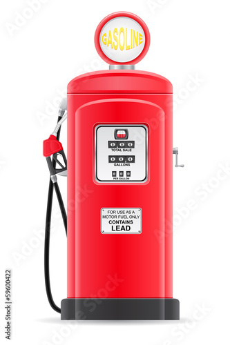 red gasoline filling old retro vector illustration