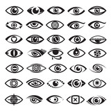 collection of thirty five monochrome eyes icons