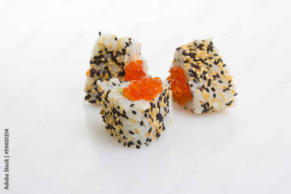 Sushi roll with sesame