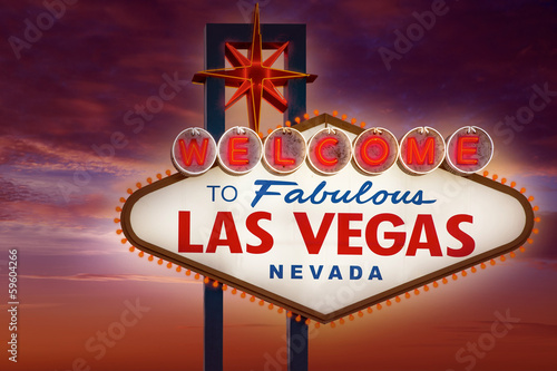 Welcome to Fabulous Las Vegas sign sunset sky