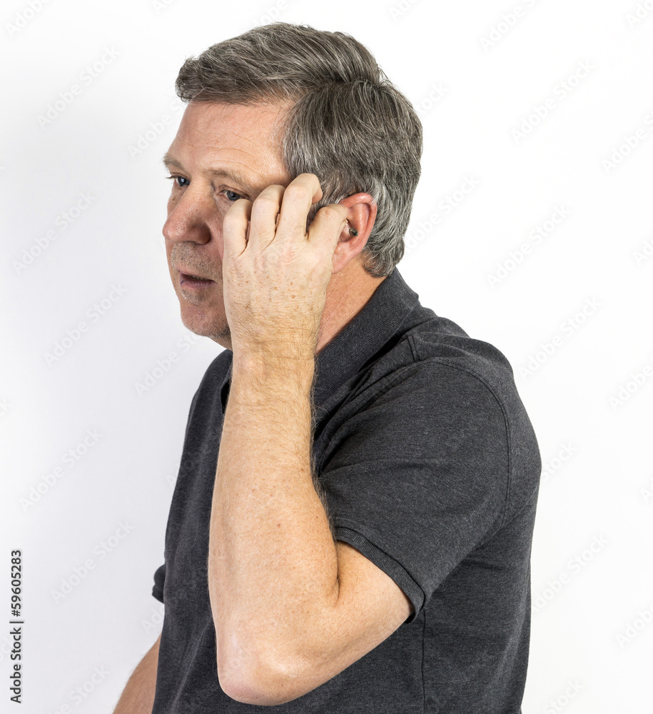 man with hearing aid man with hearing aid