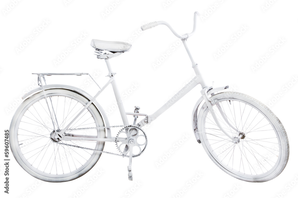 Fototapeta premium White vintage bike isolated on white background