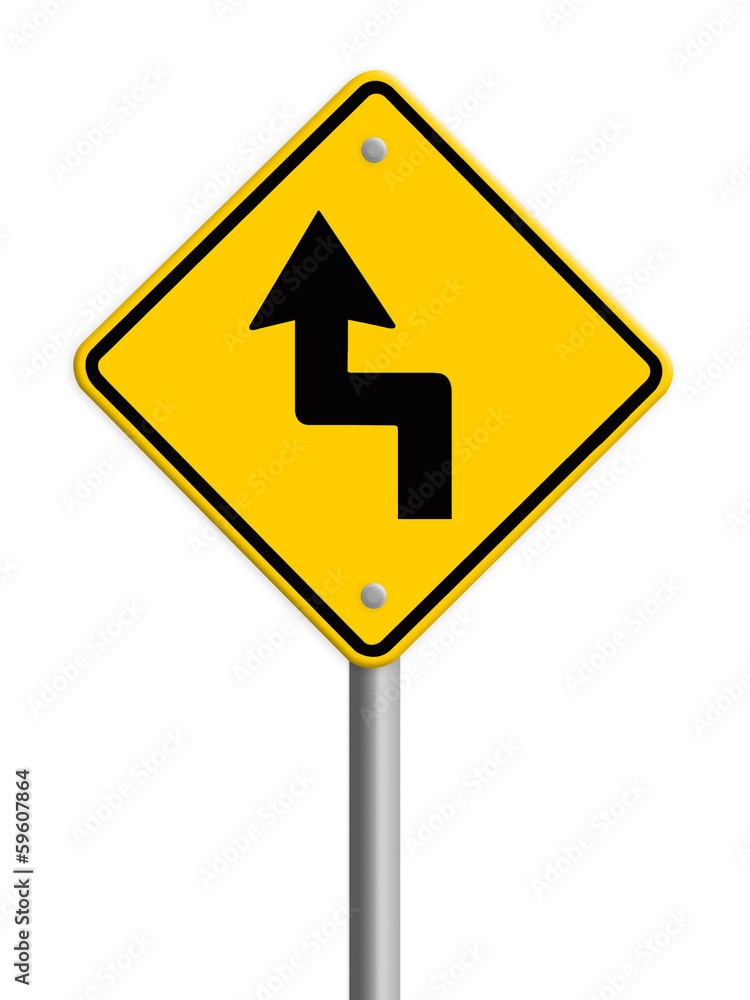 Curves Ahead traffic sign ,Part of a series. Curves Ahead traffic sign ,Part of a series.