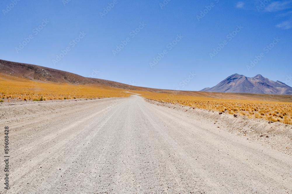 Gravel road in Atacama desert (Chile)