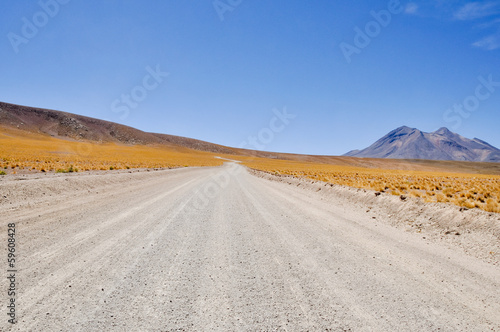 Gravel road in Atacama desert (Chile)