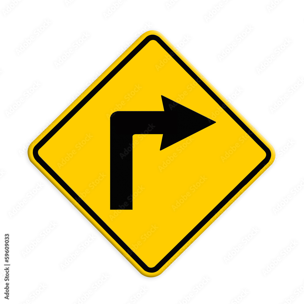 Turn right road sign. Part of a series. Turn right road sign. Part of a series.