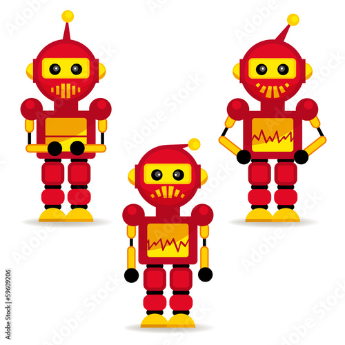 collection robots in action - vector illustration