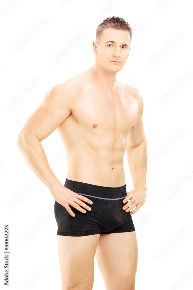 Young shirtless man looking at camera Young shirtless man looking at camera
