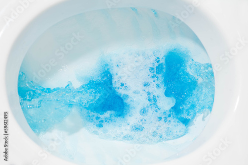 toilet bowl closeup blue water photo