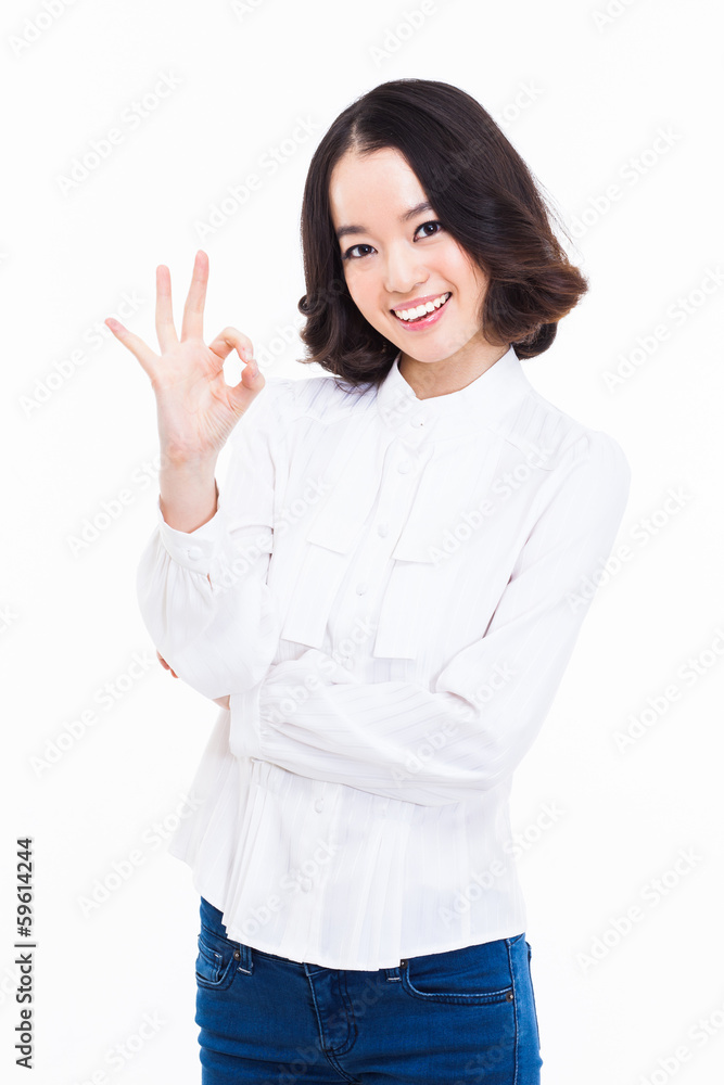 Cute woman with okay hand gesture Cute woman with okay hand gesture