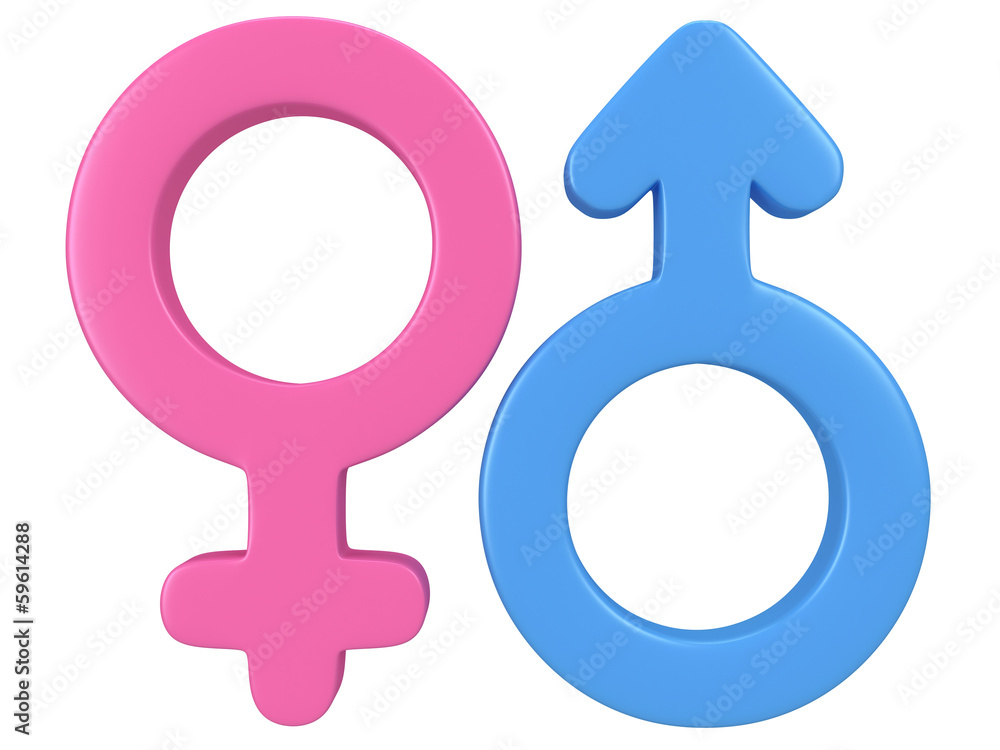 3d illustration of Male and female signs. 3d illustration of Male and female signs.