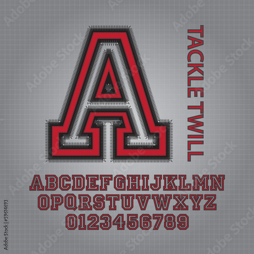 Red Tackle Twill (2) Alphabet and Numbers Vector