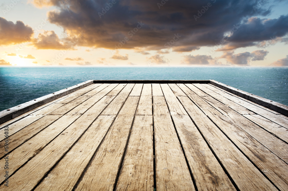 Fototapeta premium Wooden Surface Sky Background
