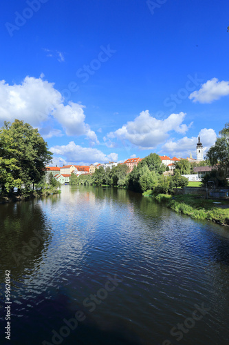 Fototapeta Naklejka Na Ścianę i Meble -  Medieval Town Pisek above the river Otava, Czech Republic