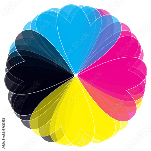vector CMYK flower isolated on white background