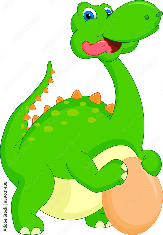 Obraz premium cute dinosaur holding egg