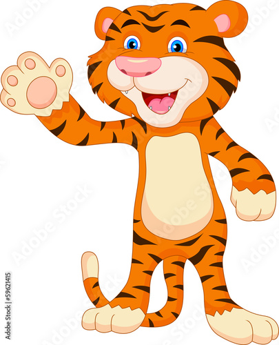 Fototapeta Naklejka Na Ścianę i Meble -  cute baby tiger waving