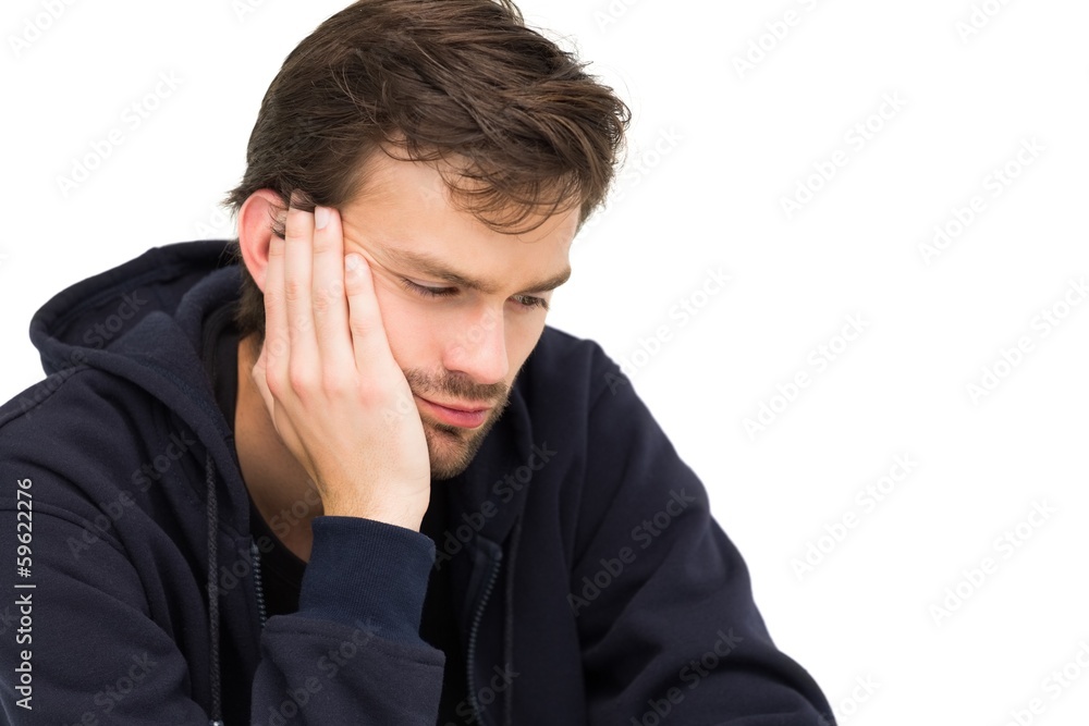 Close-up of a stressed handsome young man Close-up of a stressed handsome young man