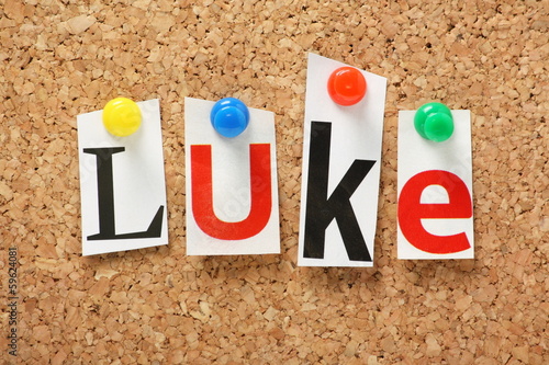 Cuadro en lienzo The name Luke on a cork notice board