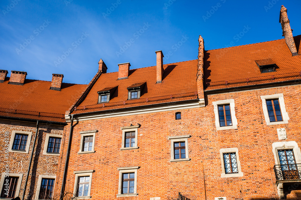Fototapeta premium Wawel Castle square on sunny summer day in Krakow, Poland