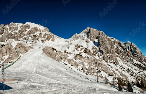 Alps in winter, Ski resort Nassfeld - Mountains Alps, Austria